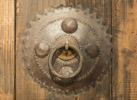Vintage door knocker close up image. Horizontal image.