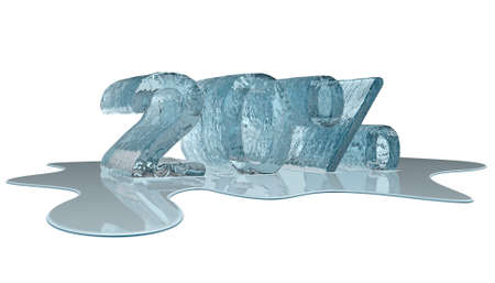 Melting ice percent number on white backgroundの写真素材