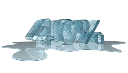 Melting ice percent number on white backgroundの写真素材