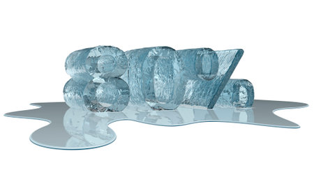 Melting ice percent number on white backgroundの写真素材