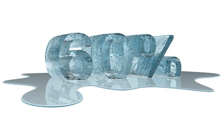 Melting ice percent number on white backgroundの写真素材