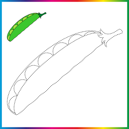 pea connect the dots and coloring page. Worksheet - game for kids. Restore dashed line.のイラスト素材