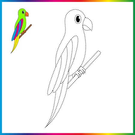 bird connect the dots and coloring page. Worksheet - game for kids. Restore dashed line.のイラスト素材