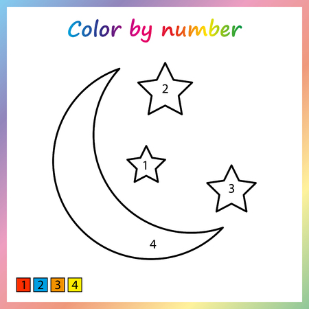 painting page, color by numbers. Worksheet for education. Game for preschool kids.のイラスト素材