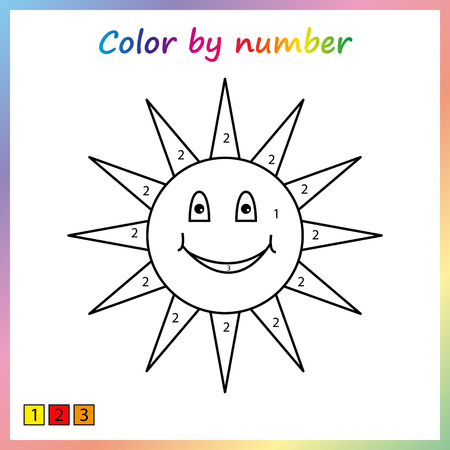 painting page, color by numbers. Worksheet for education. Game for preschool kids.のイラスト素材