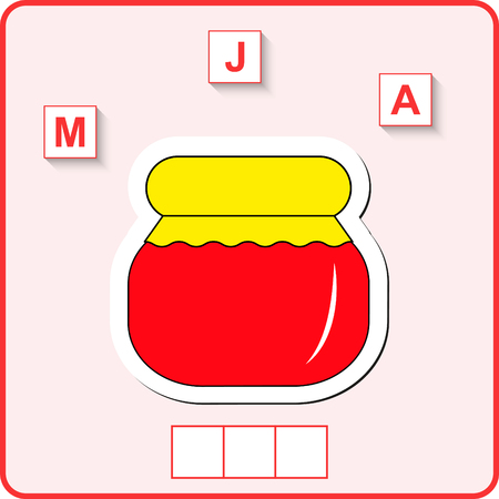 worksheet for preschool kids / Words puzzle educational game for children. Place the letters in the right order.のイラスト素材