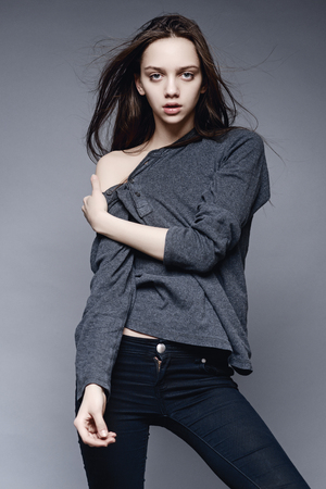 Beauty portrait of young attractive womanの写真素材