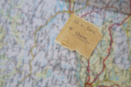 Message left on the road map:It is time to choose.