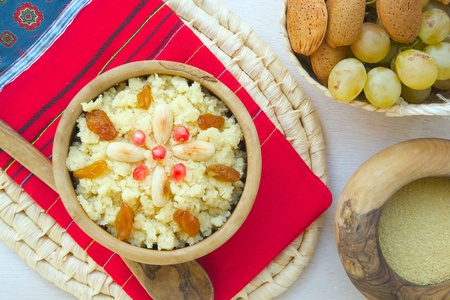 Traditional Tunisian sweet dish -Masfouf: sweet couscous with fried fruits and nutsの写真素材