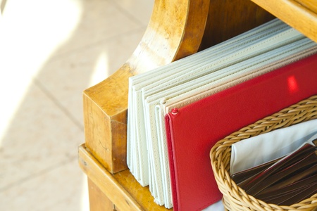 Restaurant menus in leather cover