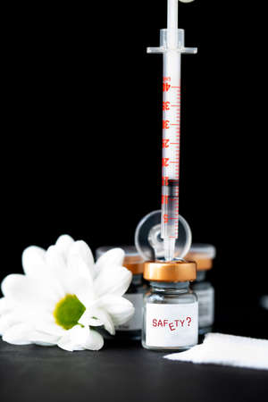 Word SAFETY written on the vial.の写真素材