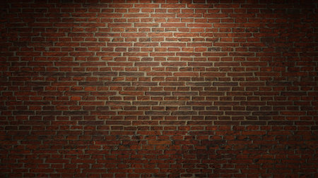 red bricks wall. facade spotlights. realistic 3D rendering. illustration.の写真素材