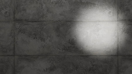 poured concrete wall, flashlight spot. realistic 3D rendering. illustration.の写真素材