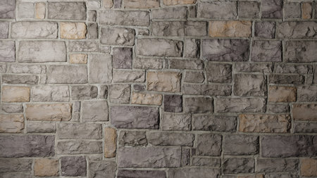 old stone wall, window light left. realistic 3D rendering, illustration.の写真素材