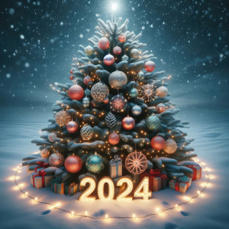 christmas decorations, christmas tree, christmas balls, fairy lightsの素材