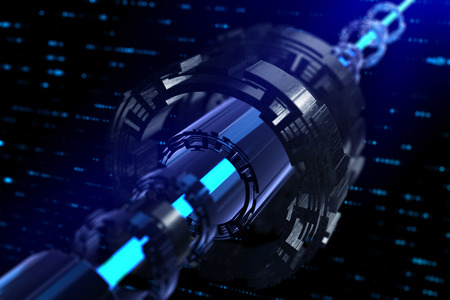 Creative abstract digital cyber shaft wallpaper. 3D Rendering の写真素材