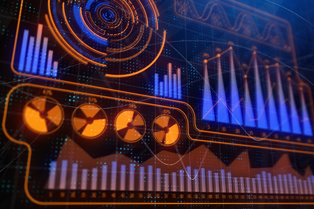 Finance, analytics and banking concept. Creative colorful forex chart background. 3D Rendering の写真素材