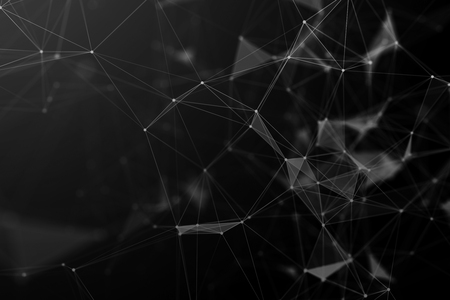 Abstract dark polygonal backdrop. Technology and cyberspace concept. 3D Rendering の写真素材