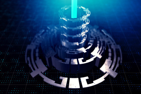 Abstract digital cyber shaft backdrop. 3D Rendering 