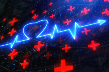 Creative glowing heartbeat backdrop. Cardiology and medicine concept. 3D Rendering の写真素材