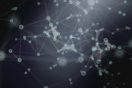 Dark polygonal background. Cyberspace, technology and web design concept. 3D Rendering 