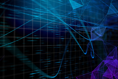 Blue polygonal background. Cyberspace, technology and web design concept. 3D Rendering 