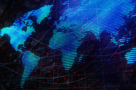 Digital map background. Travel and globalization concept. 3D Rendering の写真素材