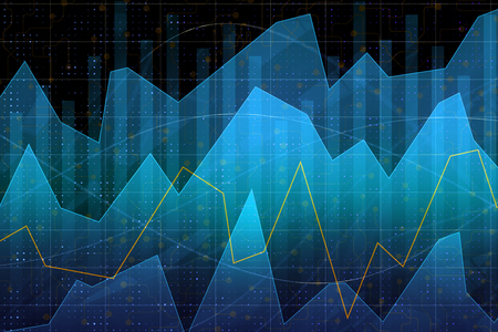 Glowing blue forex texture with lines. Technology, future, forecasting, trade and investment concept. 3D Rendering の写真素材