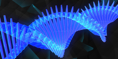 Creative glowing blue DNA wallpaper. Medicine and science concept. 3D Rendering の写真素材