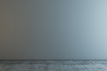 Interior with empty concrete wall. Gallery concept. Mock up, 3D Rendering の写真素材