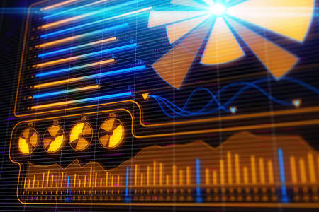 Investment, trade and fund management concept. Creative glowing forex chart background. 3D Renderingの写真素材