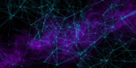 Creative digital polygonal backdrop. Blockchain and technology concept. 3D Rendering