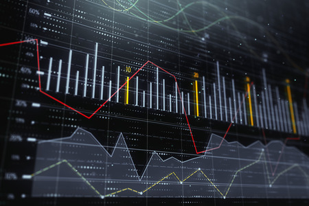 Investment, trade and money concept. Creative glowing forex chart background. 3D Rendering