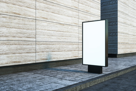 blank billboard on emplty street with building concrete wall. 3D renderの写真素材