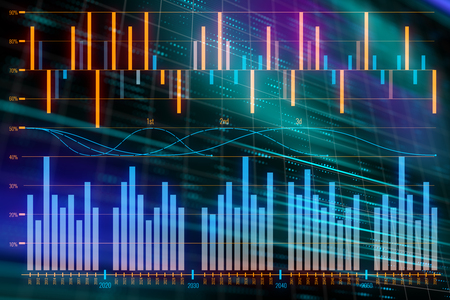 financial chart concept with with graphs and candles at abstract business background. 3D renderの写真素材