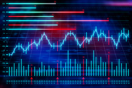 financial stock market graph on technology abstract background. 3D renderの写真素材