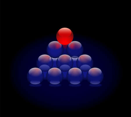 Blue sphere transparent pyramid on dark backgroundの写真素材