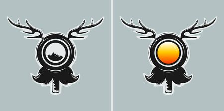 Research magnifier with mustache and Hornsのイラスト素材