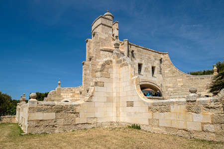 central watchtower, Lazareto de Mahon, Peninsula de San Felipet, port of Maon, Menorca, balearic islands, Spainのeditorial素材