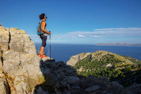 footpath of the Puig de Sa Talaia, natural area of la VictÃ²ria, AlcÃºdia, Mallorca, balearic islands, Spainのeditorial素材