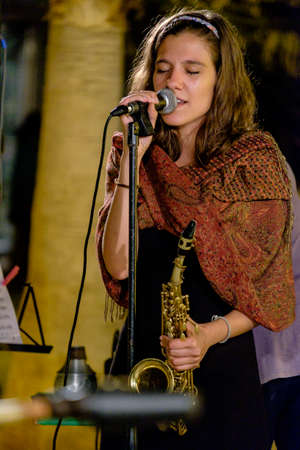 Jazz in the square, Sant Francesc, Formentera, balearic islands, Spainのeditorial素材