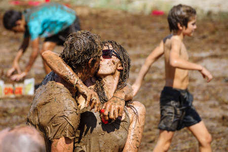 great battle of the grapes -Gran Batalla Del RaÃ¯m-, Es Vermar festivities, Binissalem, Mallorca, balearic islands, Spain, europeのeditorial素材