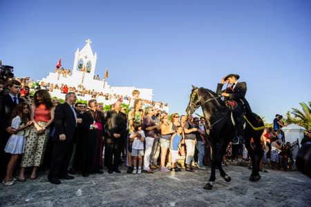 evening mass - Vespres-, hermitage of Sant Joan Gran. Sant Joan festivities. Ciutadella, Menorca, Balearic Islands, Spain.のeditorial素材