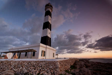 Cap d'Artrutx Lighthouse, 1858.Cabo de Artrutx. Ciutadella.Menorca.Balearic islands.Spain.のeditorial素材