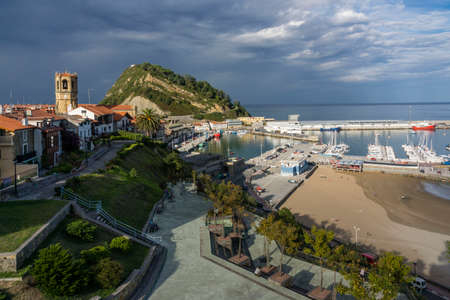 Guetaria, birthplace of the sailor Juan SebastiÃ¡n Elcano, Guipuzcoa, Euzkadi, Spainのeditorial素材