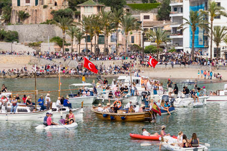 Moors and Christians, "Es FirÃ³", playa den Repic, Soller, Sierra de Tramuntana, Mallorca, balearic islands, spain, europeのeditorial素材