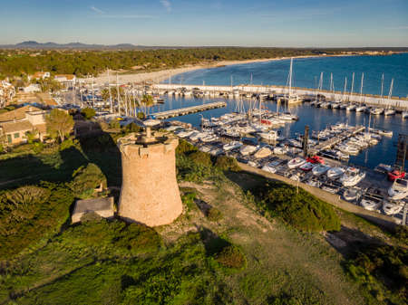 Sa Rapita tower, 1595, Sa Rapita beach, Campos del Puerto, Mallorca, Balearic Islands, Spainのeditorial素材