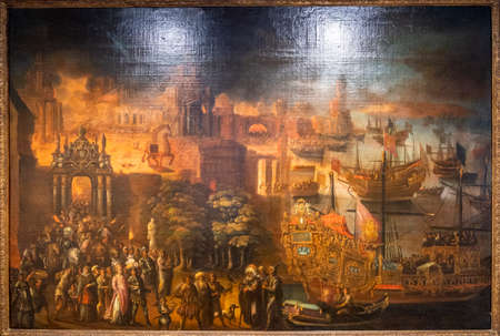 the sack of Troy, 17th century, oil on canvas, Miquel Bestard, Can Puig, Palma, Mallorca, Balearic...