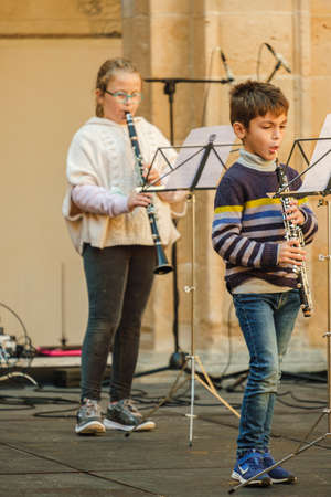 Christmas audition by the Llucmajor music school, San Buenaventura Cloister, Llucmajor, Mallorca, Balearic Islands, Spainのeditorial素材
