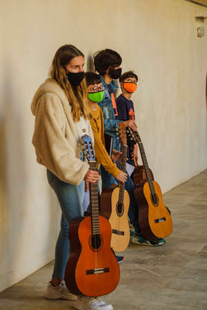 Christmas audition by the Llucmajor music school, San Buenaventura Cloister, Llucmajor, Mallorca, Balearic Islands, Spainのeditorial素材
